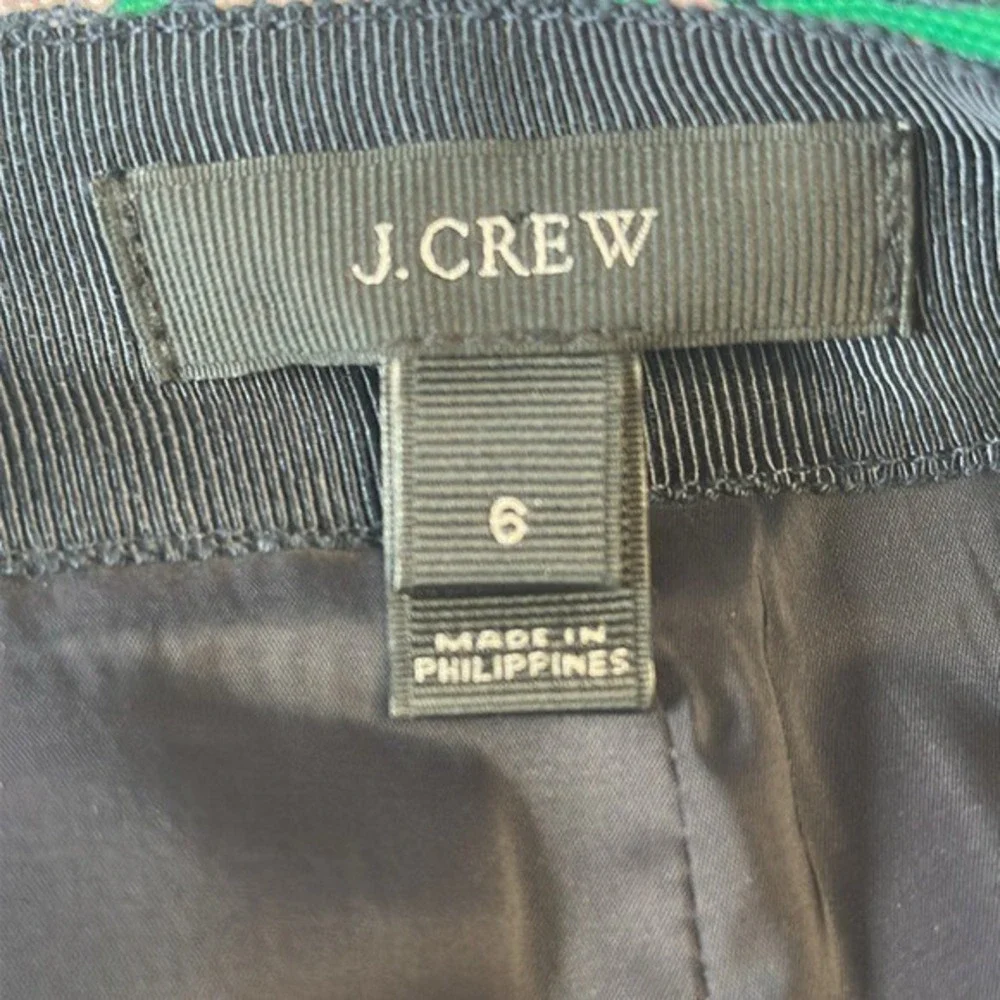 J. Crew Black‎ Label Navy & Green Lattice Medallion Print Pencil Skirt size 6